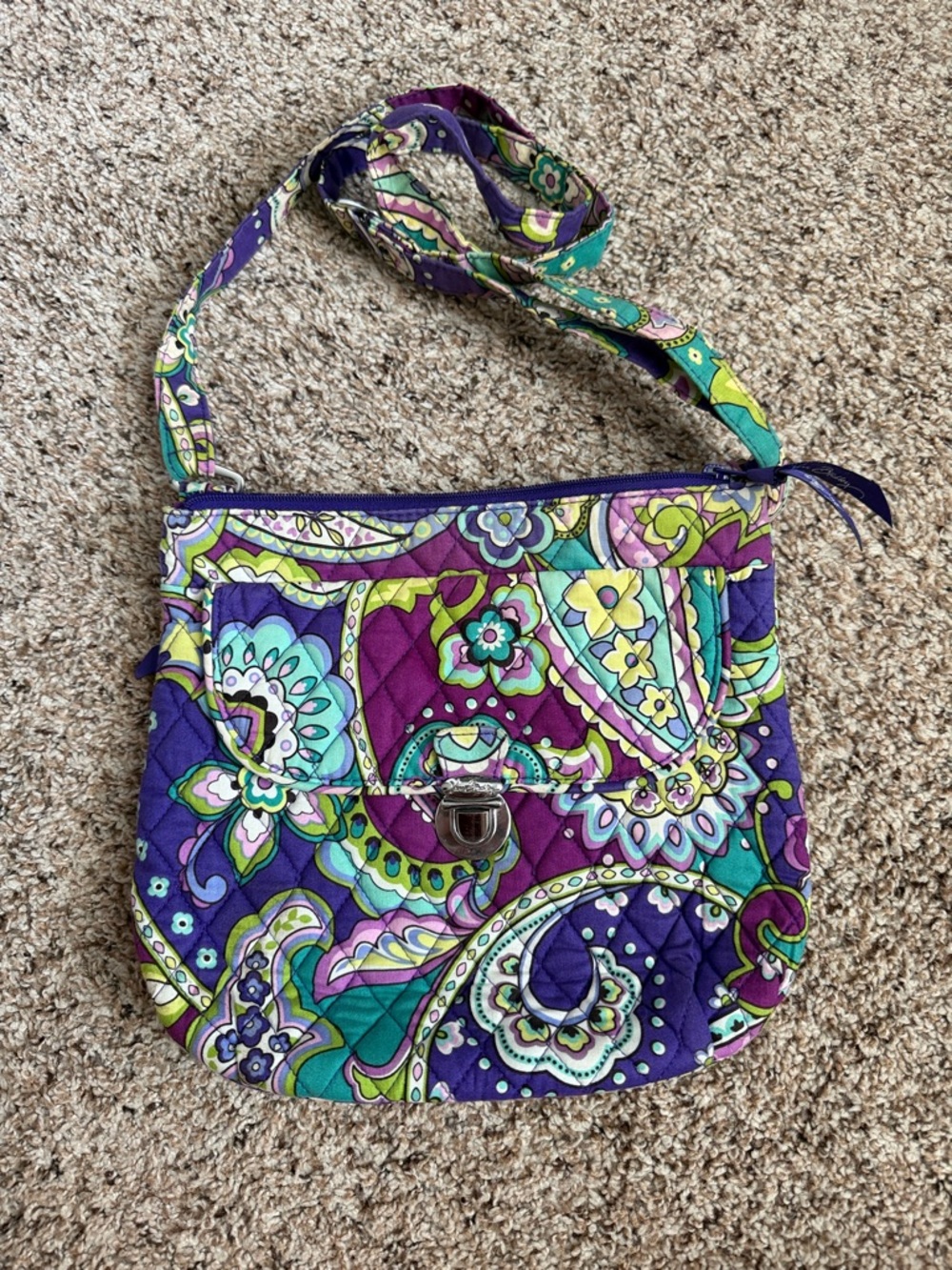 WOMENS VERA BRADLEY QUILTED PAISLEY CROSS-BODY BAG PURSE